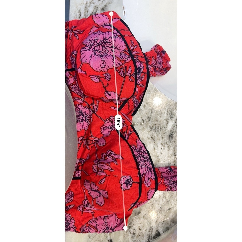 Band of The Free Flirty Red Magenta Floral Mini Bustier Dress Size L - Picture 5 of 6